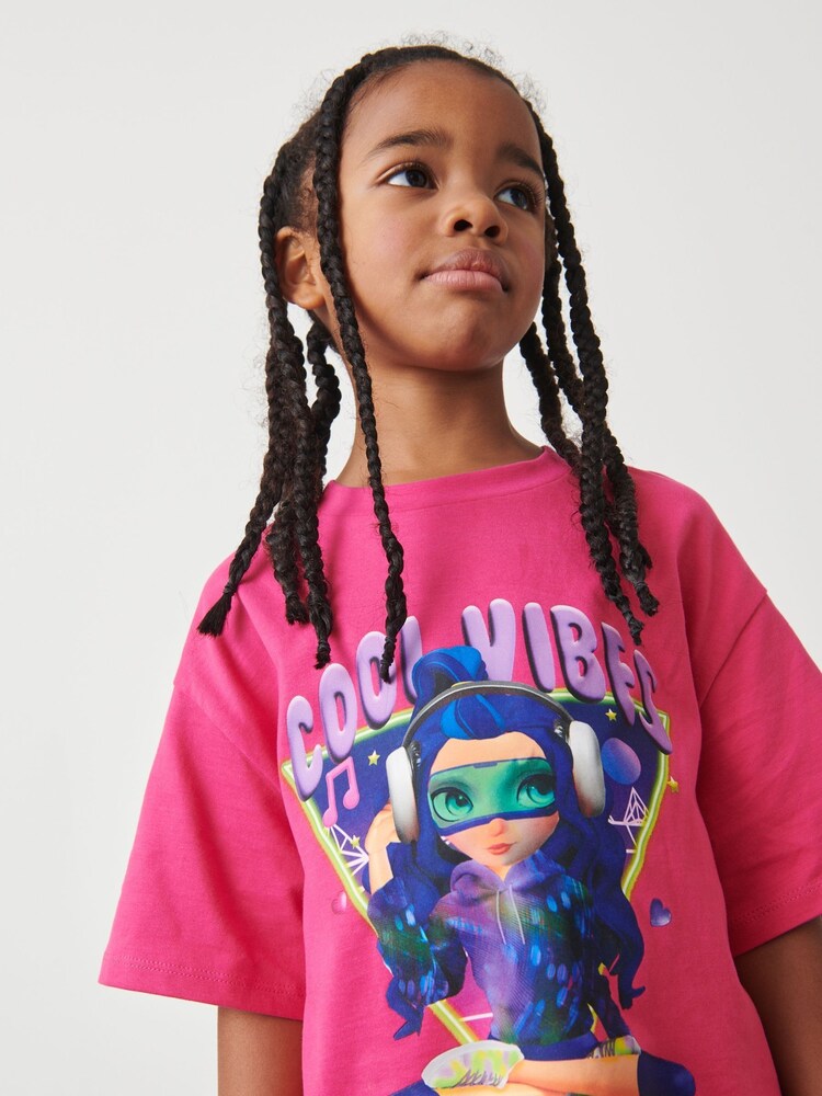 Pink Cool Vibes Girl Oversized Graphic T-Shirt (3-16yrs) - Image 1 of 7