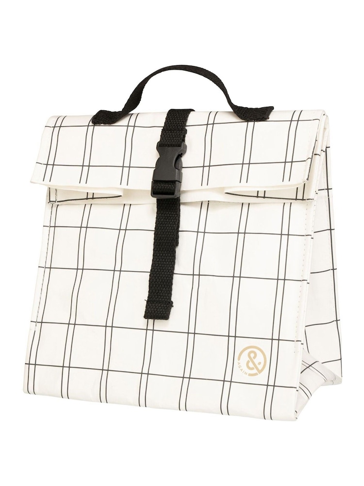 &Again Grey Grid Paper Cooler Lunch Bag - Image 2 of 3
