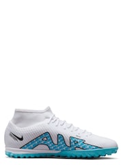 Nike White/Blue Adults Zoom Mercurial Superfly 9 Turf Ground Football Boots - Image 1 of 11