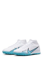 Nike White/Blue Adults Zoom Mercurial Superfly 9 Turf Ground Football Boots - Image 6 of 11