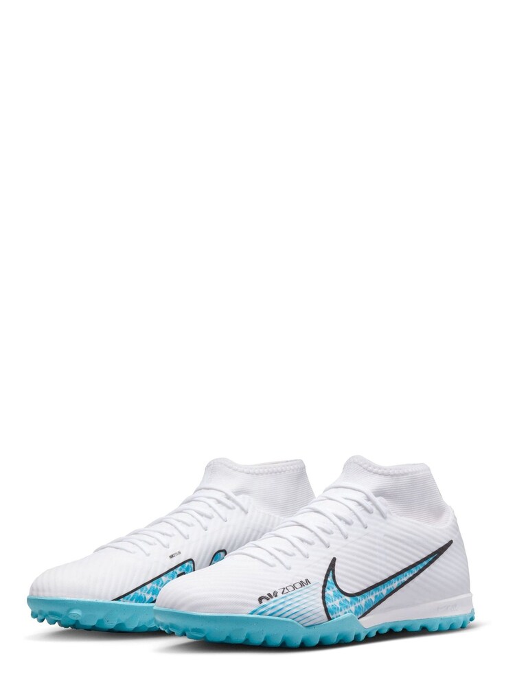 Nike White/Blue Adults Zoom Mercurial Superfly 9 Turf Ground Football Boots - Image 6 of 11