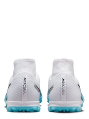 Nike White/Blue Adults Zoom Mercurial Superfly 9 Turf Ground Football Boots - Image 8 of 11