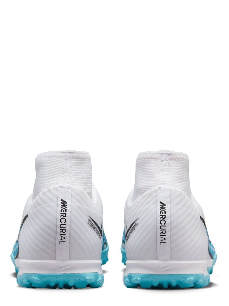 Nike White/Blue Adults Zoom Mercurial Superfly 9 Turf Ground Football Boots - Image 8 of 11