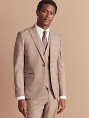 Taupe Skinny Check Suit: Jacket - Image 1 of 13