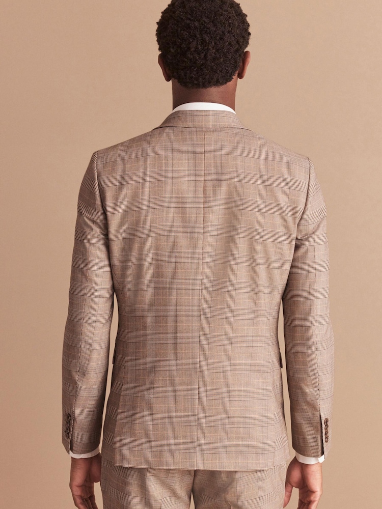Taupe Skinny Check Suit: Jacket - Image 2 of 13