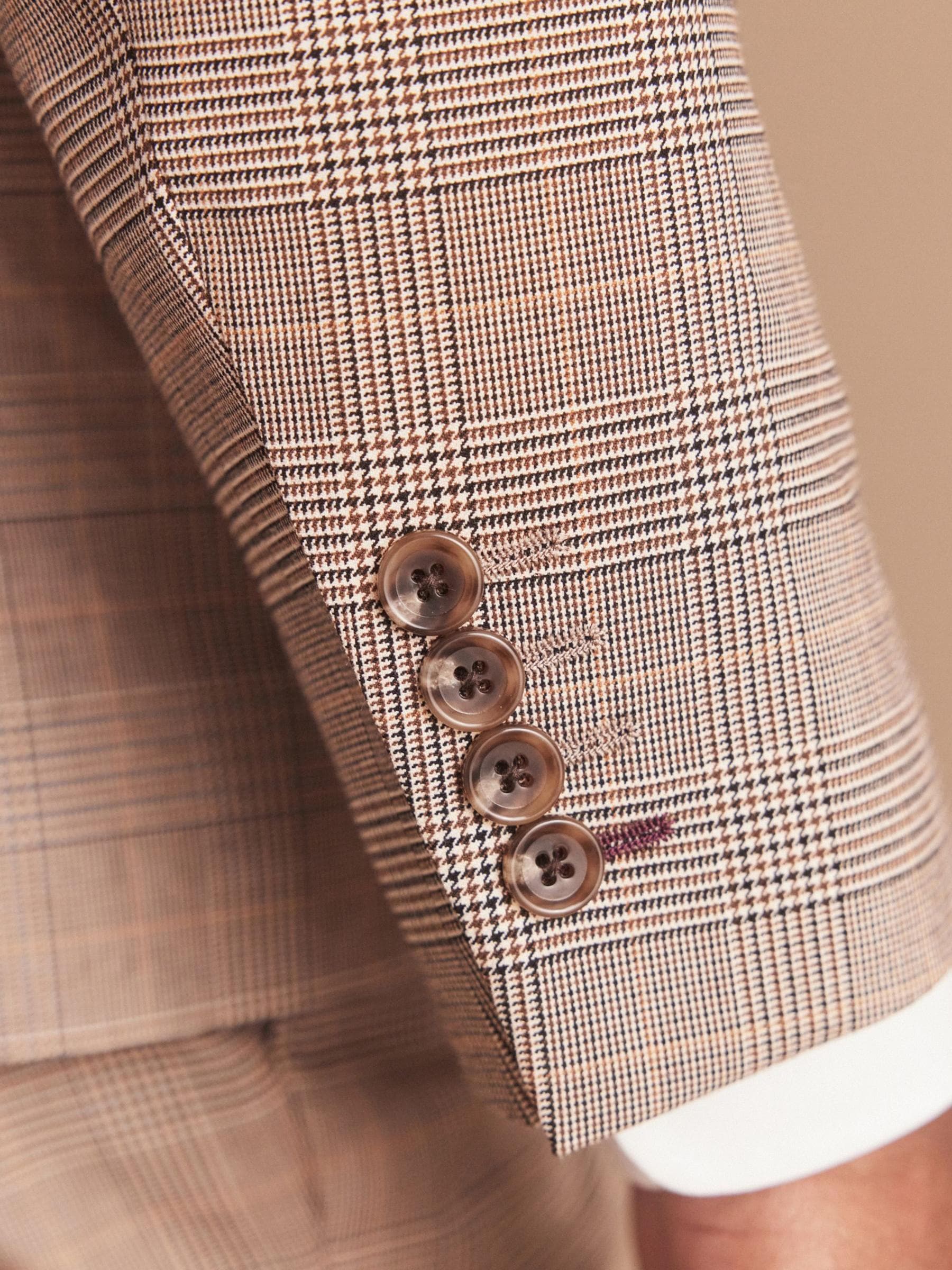 Buy Taupe Skinny Check Suit: Jacket from Next Luxembourg
