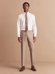 Taupe Skinny Skinny Fit Check Suit: Trousers - Image 2 of 9