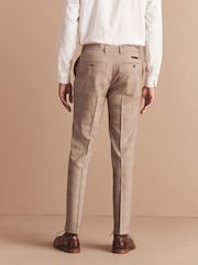 Taupe Skinny Skinny Fit Check Suit: Trousers - Image 3 of 9