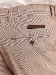 Taupe Skinny Skinny Fit Check Suit: Trousers - Image 5 of 9