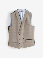 Taupe Regular Fit Check Suit Waistcoat - Image 9 of 12