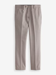 Taupe Brown Slim Fit Wool Blend Check Suit: Trousers - Image 3 of 7