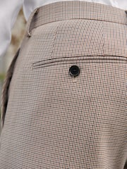 Taupe Brown Slim Fit Wool Blend Check Suit: Trousers - Image 5 of 7