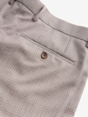 Taupe Brown Slim Fit Wool Blend Check Suit: Trousers - Image 7 of 7