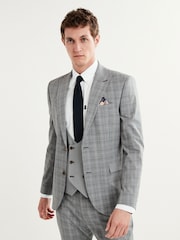 Grey Skinny Check Suit Jacket - Image 1 of 12