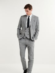 Grey Skinny Check Suit Jacket - Image 2 of 12