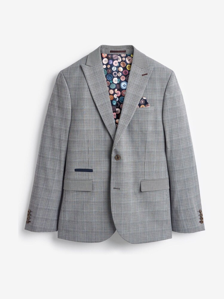 Grey Skinny Check Suit Jacket - Image 8 of 12