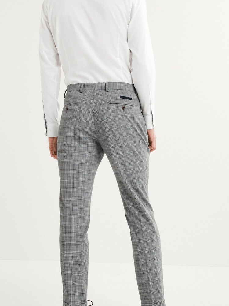 Grey Skinny Fit Check Suit: Trousers - Image 2 of 7