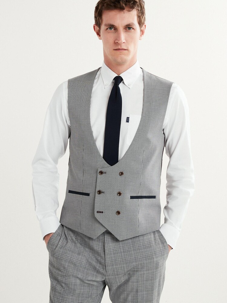 Grey Check Suit Waistcoat - Image 1 of 8