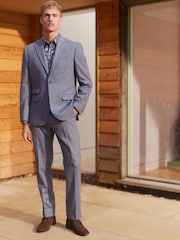 Navy Blue Regular Fit Nova Fides Wool Herringbone Suit Jacket - Image 2 of 15
