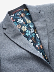 Navy Blue Regular Fit Nova Fides Wool Herringbone Suit Jacket - Image 6 of 15