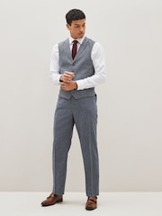Navy Nova Fides Wool Blend Herringbone Suit Waistcoat - Image 2 of 13