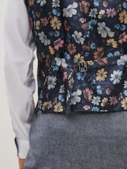Navy Nova Fides Wool Blend Herringbone Suit Waistcoat - Image 6 of 13
