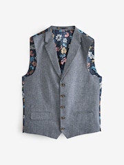 Navy Nova Fides Wool Blend Herringbone Suit Waistcoat - Image 7 of 13