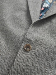 Sage Green Tailored Nova Fides Wool Herringbone Suit Jacket - Image 12 of 15