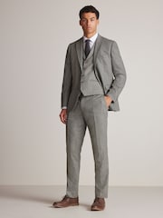 Sage Green Tailored Nova Fides Wool Herringbone Suit Jacket - Image 2 of 15
