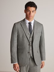 Sage Green Tailored Nova Fides Wool Herringbone Suit Jacket - Image 4 of 15
