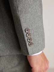 Sage Green Tailored Nova Fides Wool Herringbone Suit Jacket - Image 5 of 15