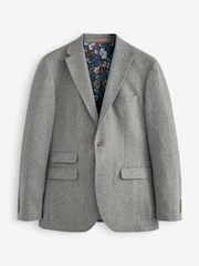 Sage Green Tailored Nova Fides Wool Herringbone Suit Jacket - Image 7 of 15