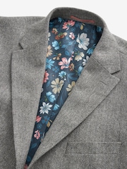 Sage Green Tailored Nova Fides Wool Herringbone Suit Jacket - Image 8 of 15