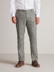 Sage zelena - v lepo prilegajočem se kroju; lepo ukrojen Fit Nova Fides Wool Blend Herringbone elegantne hlače - Slika 1 iz 9