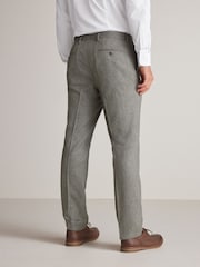 Sage zelena - v lepo prilegajočem se kroju; lepo ukrojen Fit Nova Fides Wool Blend Herringbone elegantne hlače - Slika 3 iz 9