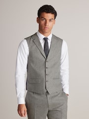 Sage Green Nova Fides Wool Blend Herringbone Suit Waistcoat - Image 1 of 12