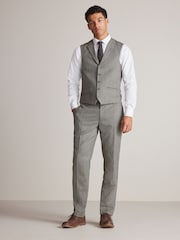 Sage Green Nova Fides Wool Blend Herringbone Suit Waistcoat - Image 3 of 12
