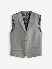 Sage Green Nova Fides Wool Blend Herringbone Suit Waistcoat - Image 5 of 12