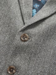 Sage Green Nova Fides Wool Blend Herringbone Suit Waistcoat - Image 7 of 12