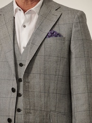 Mid Grey Tailored Fit Wool Blend Check Suit Jacket - Image 5 of 11