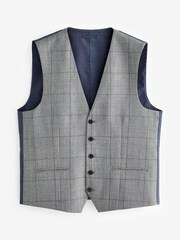Mid Grey Wool Blend Check Suit Waistcoat - Image 6 of 9