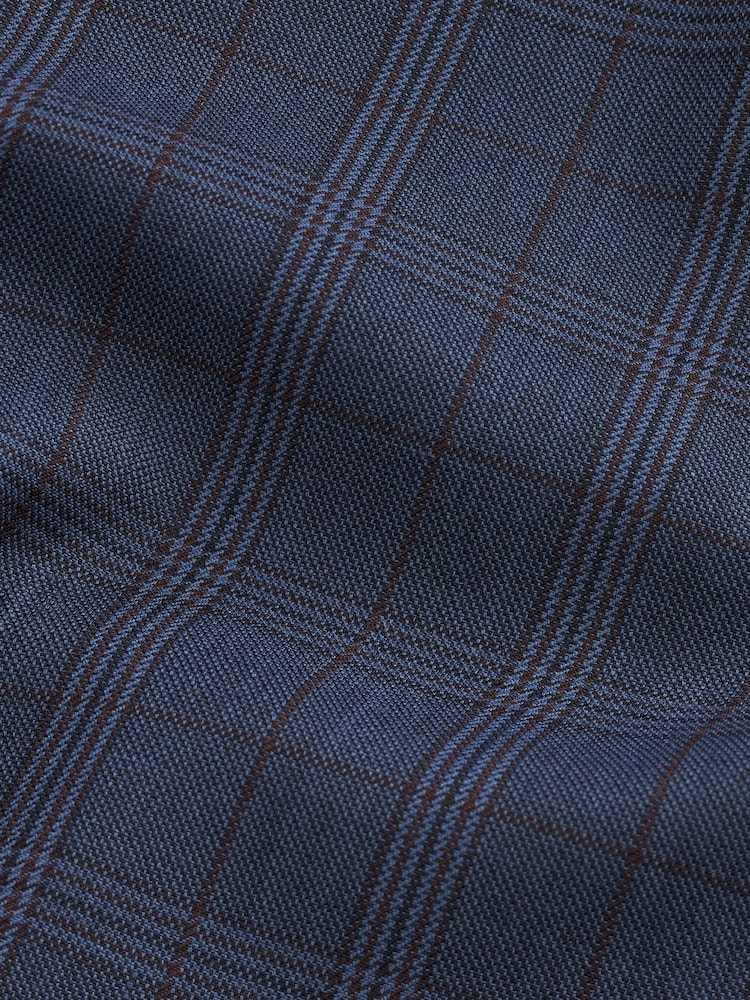 Bright Blue Regular Fit Wool Blend Check Suit: Jacket - Image 10 of 10