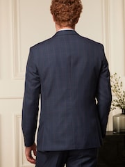 Bright Blue Regular Fit Wool Blend Check Suit: Jacket - Image 3 of 10