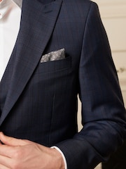 Bright Blue Regular Fit Wool Blend Check Suit: Jacket - Image 5 of 10