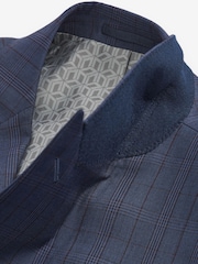 Bright Blue Regular Fit Wool Blend Check Suit: Jacket - Image 8 of 10