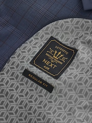 Bright Blue Regular Fit Wool Blend Check Suit: Jacket - Image 9 of 10