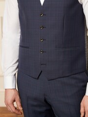 Bright Blue Wool Blend Check Suit Waistcoat - Image 4 of 10
