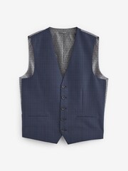 Bright Blue Wool Blend Check Suit Waistcoat - Image 6 of 10
