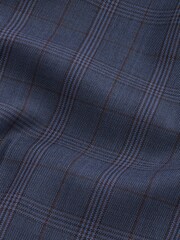 Bright Blue Wool Blend Check Suit Waistcoat - Image 9 of 10