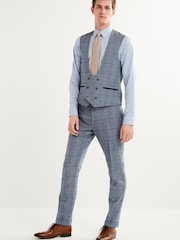Mid Blue Check Suit Waistcoat - Image 3 of 8